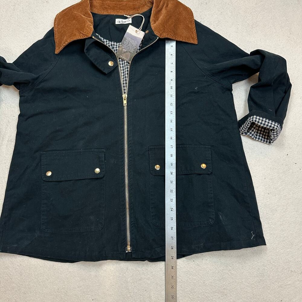 In Loom Vintage Wash Barn Jacket Women's Size M Black Denim Full Zip Chore Coat - Picture 5 of 6